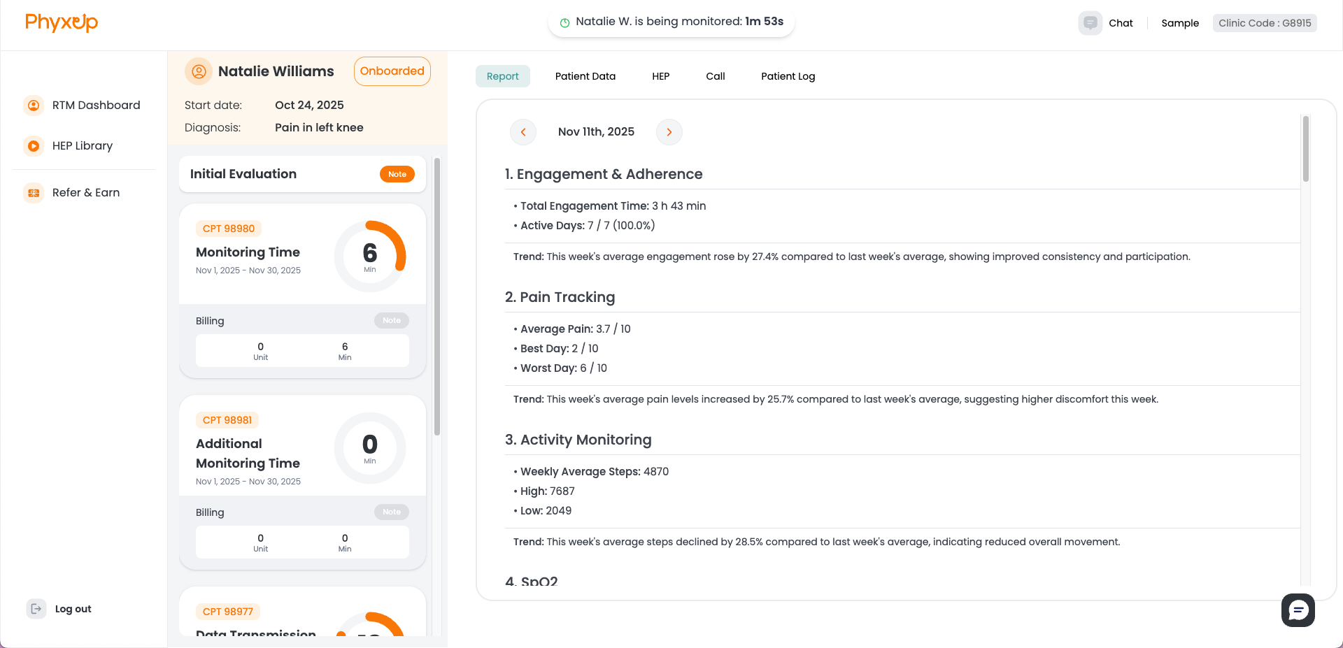 patient dashboard screenshot